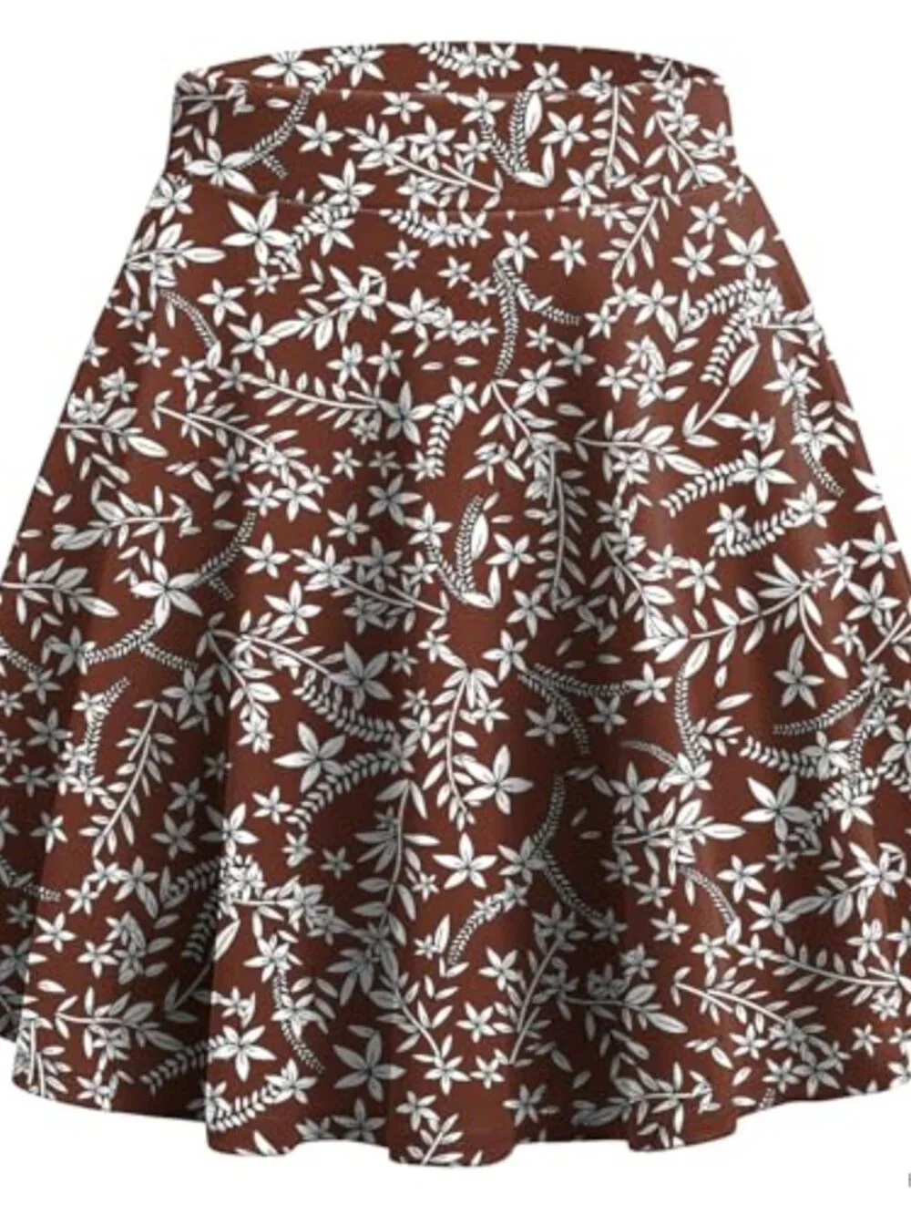 Stretch Polyester Spandex A-Line Mini Skater Skirt High Waist Flared Party